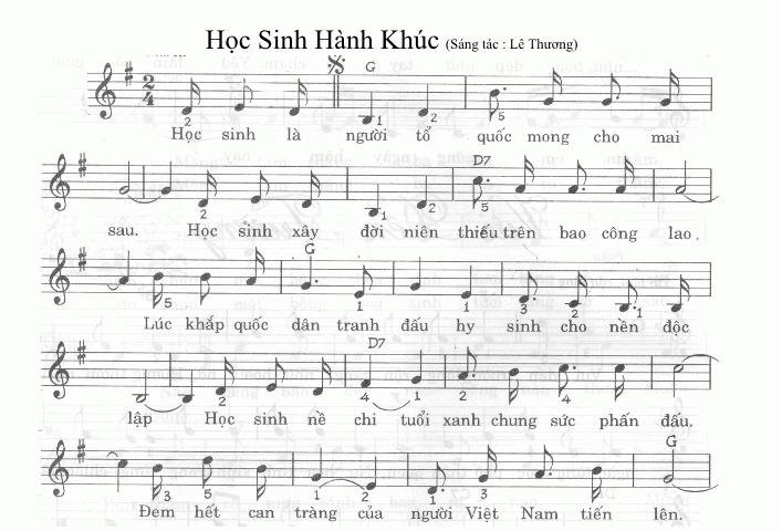 Sheet nhạc Học Sinh Hành Khúc
